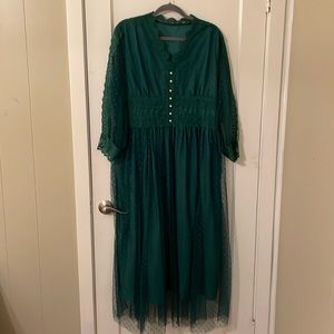 Vintage inspired emerald green dress.